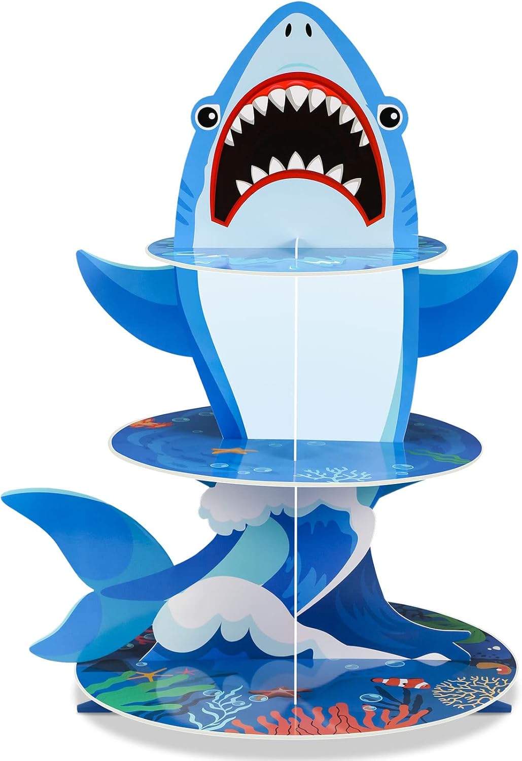 Zopeal 3 Tier Shark Cupcake Stand Ocean Theme Decor