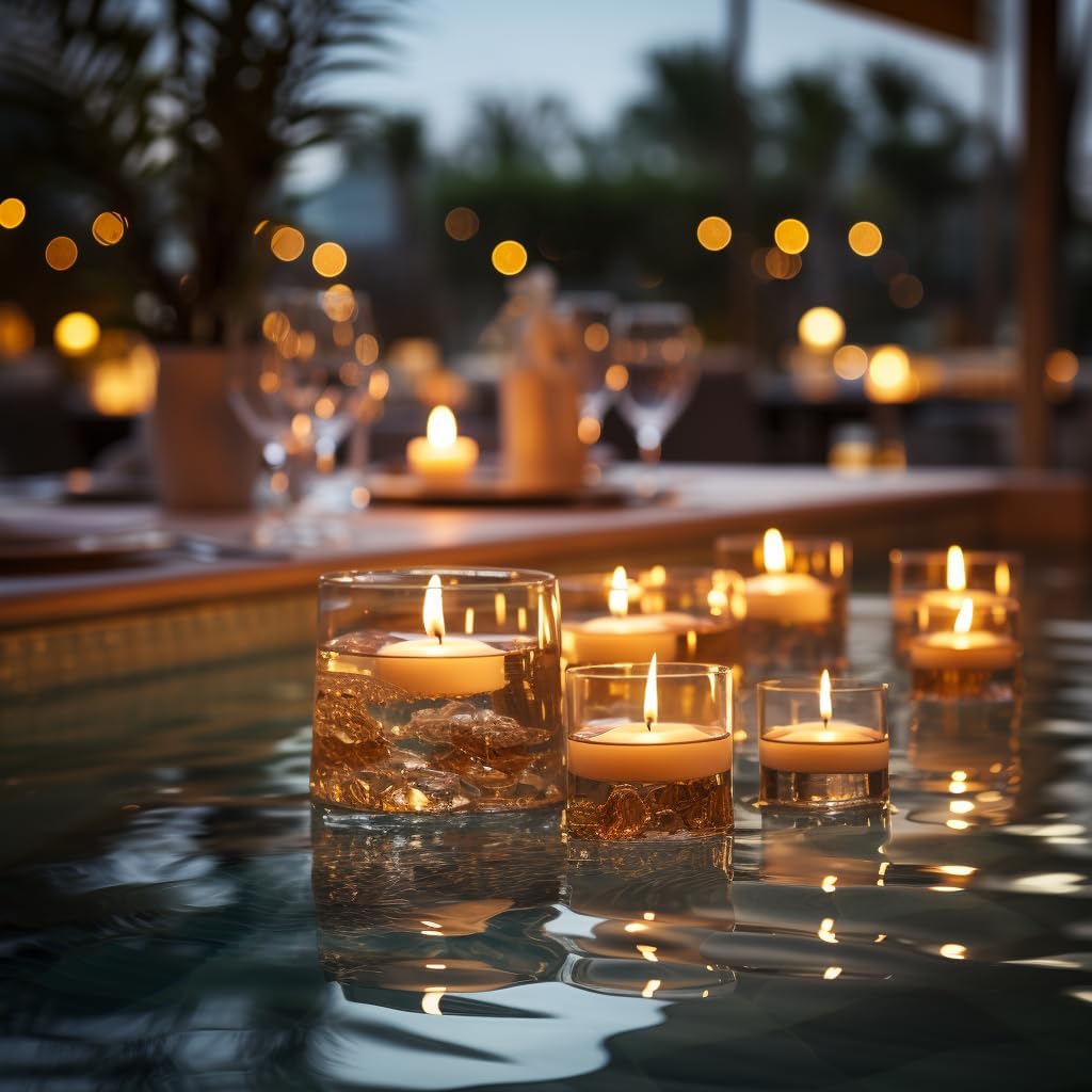 48 Pack White Floating Candles 3 Inch Unscented for Centerpieces