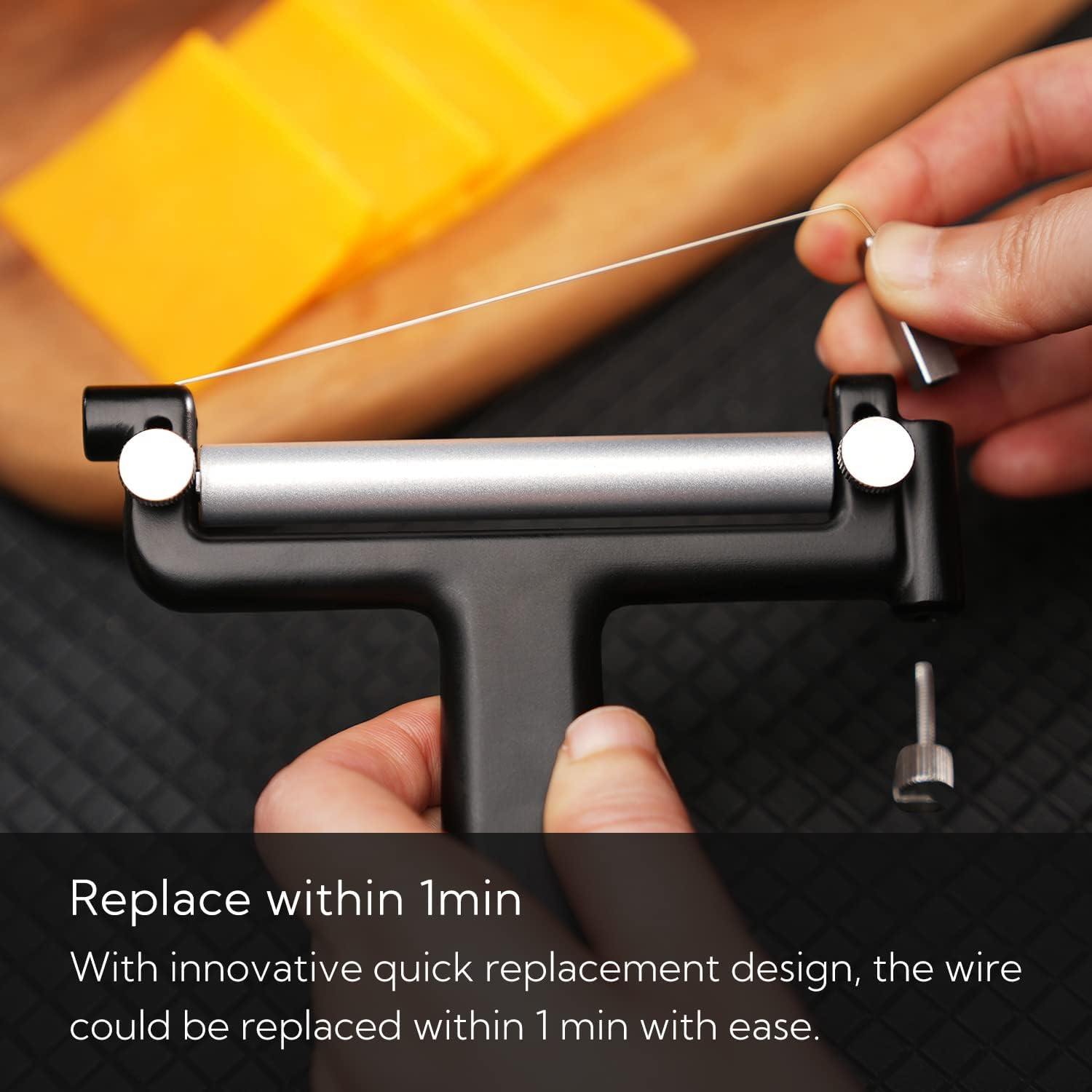 Kitchendoao Adjustable Wire Cheese Slicer Cutter with 3 Extra Wires