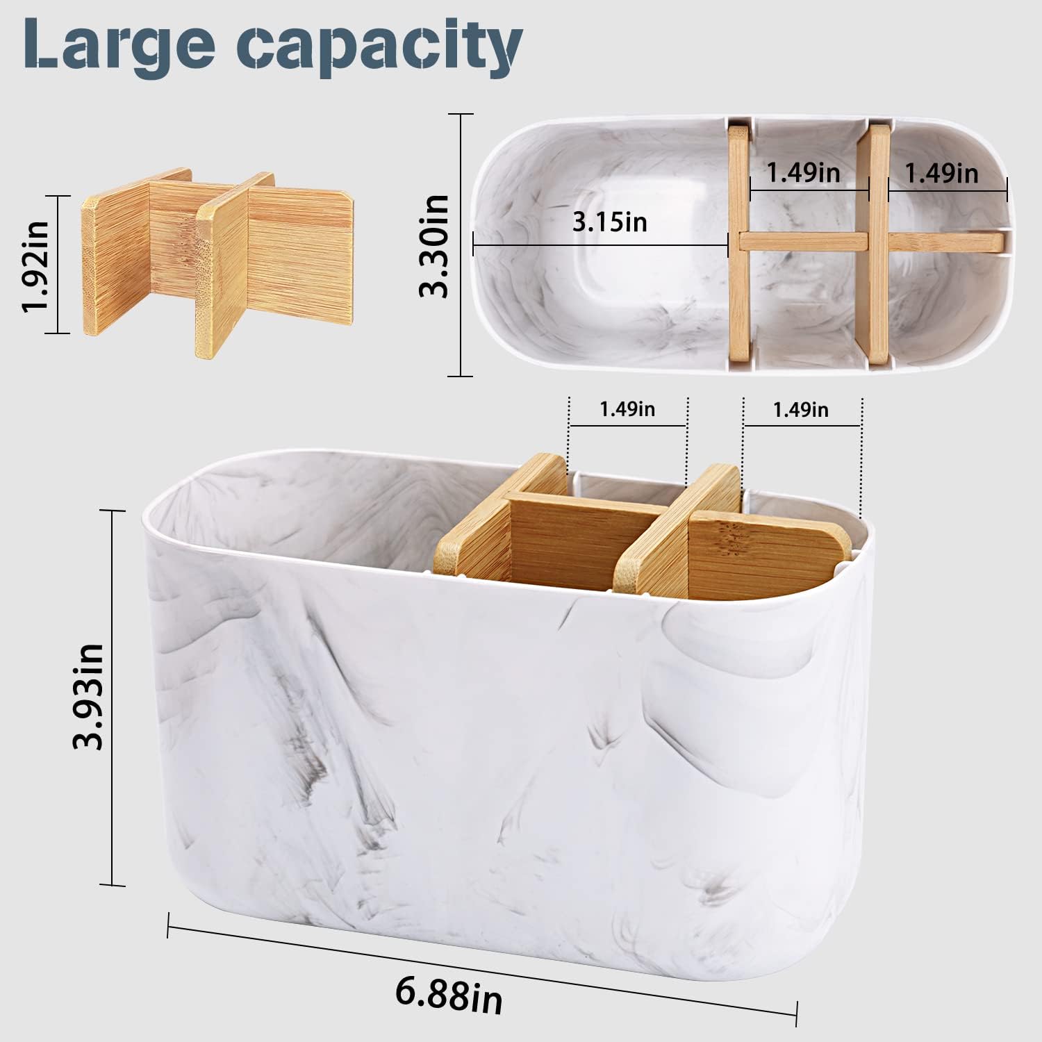 Bamboo Toothbrush Holder with 5 Slots and Toothpaste Storage