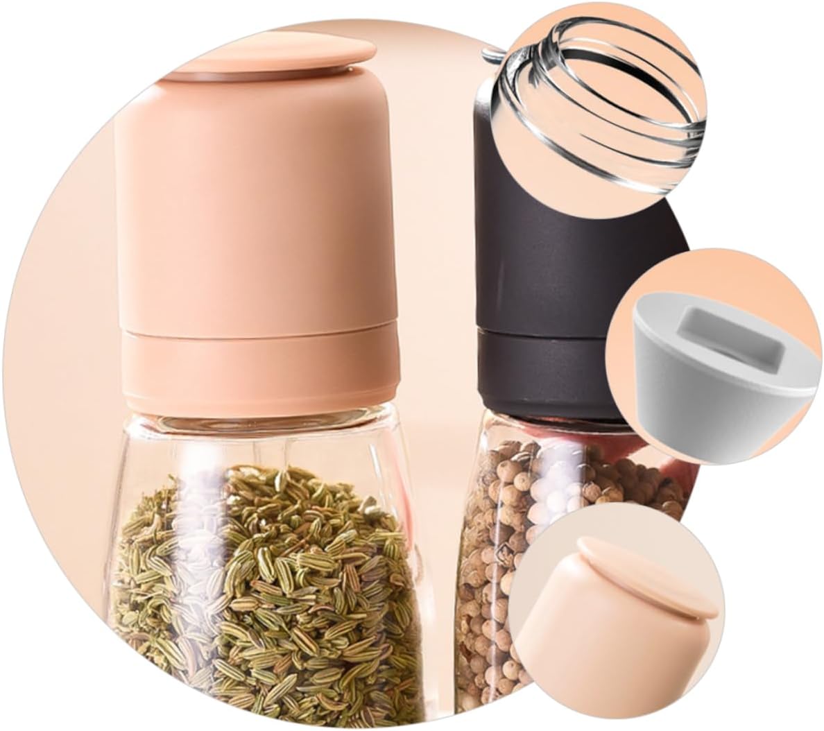 Pepper and Salt Grinder Set with Glass Bottle 150ml