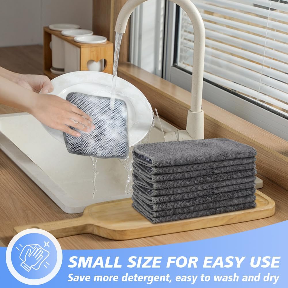 KinHwa Kitchen Washcloths with Poly Scrub Side 9 Pack