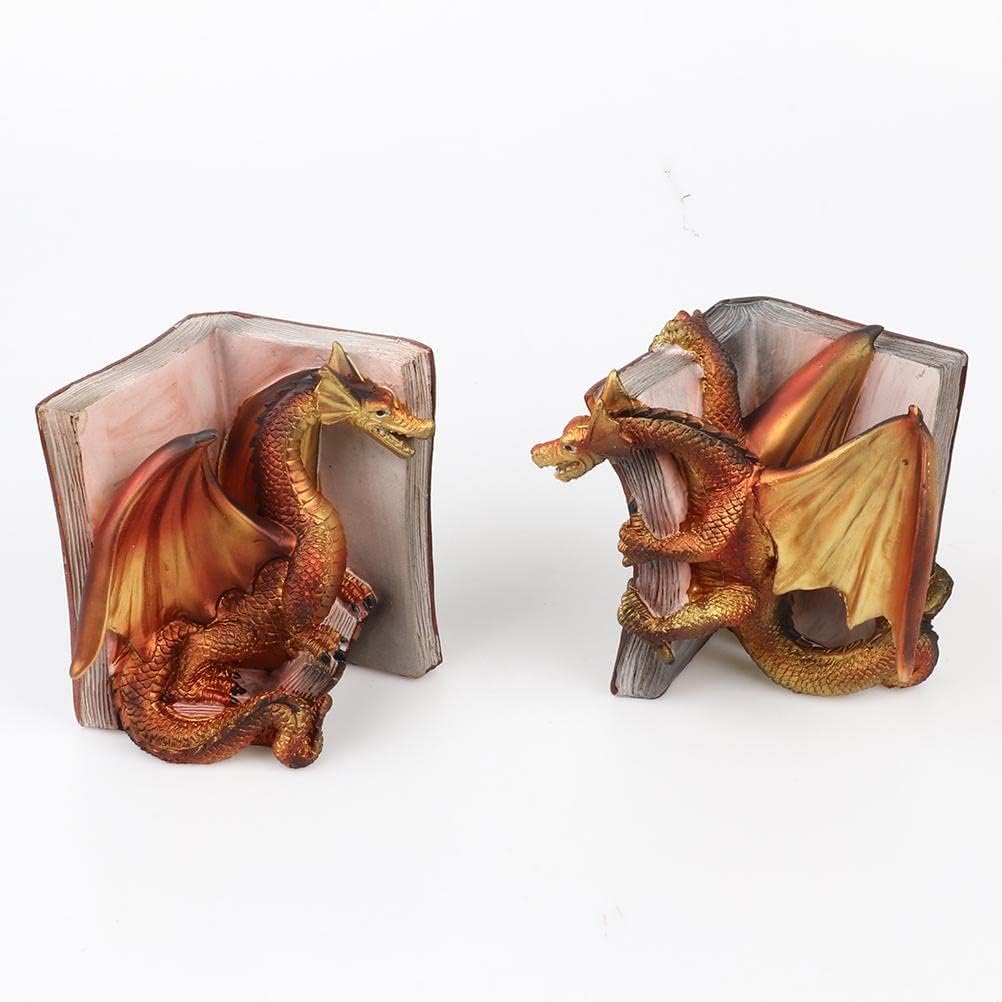 Fantasy Dragon Bookend Set for Home Office Shelves