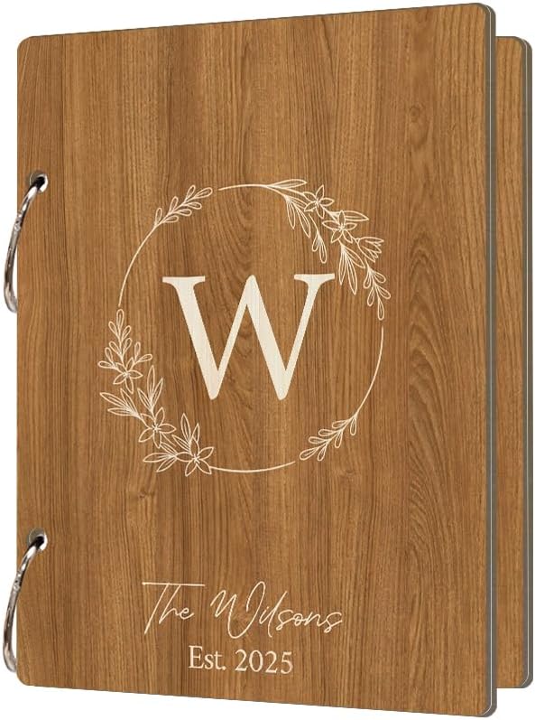 La Boda Personalized Wedding Card Holder Wooden Photo Album with Metal Buckles