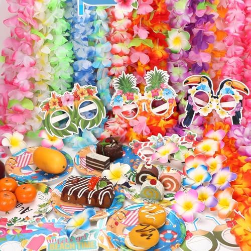 Atonofun 48PCS Hawaiian Luau Party Supplies