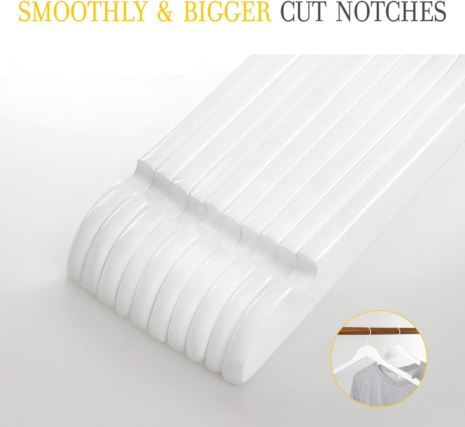 TOPIA HANGER 10 Pack Premium White Wooden Hangers
