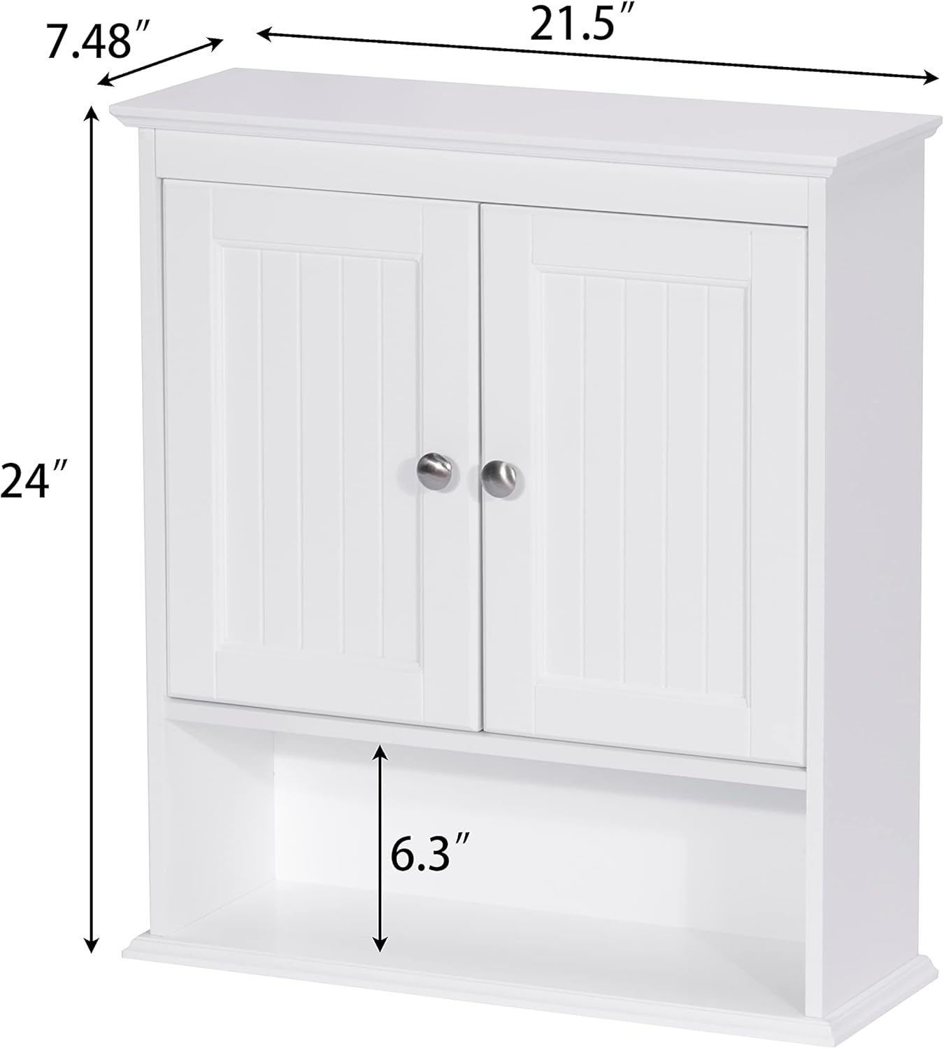 Spirich White Bathroom Cabinet with Doors and Shelves