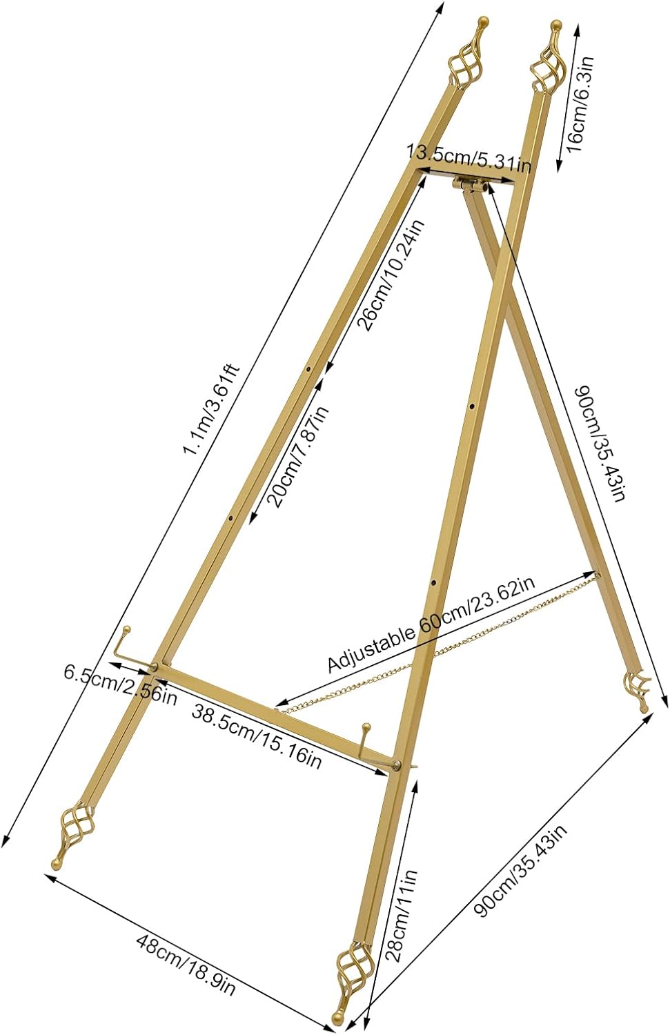 2 Pcs Large Gold Wedding Display Easel with 6 Adjustable Hooks