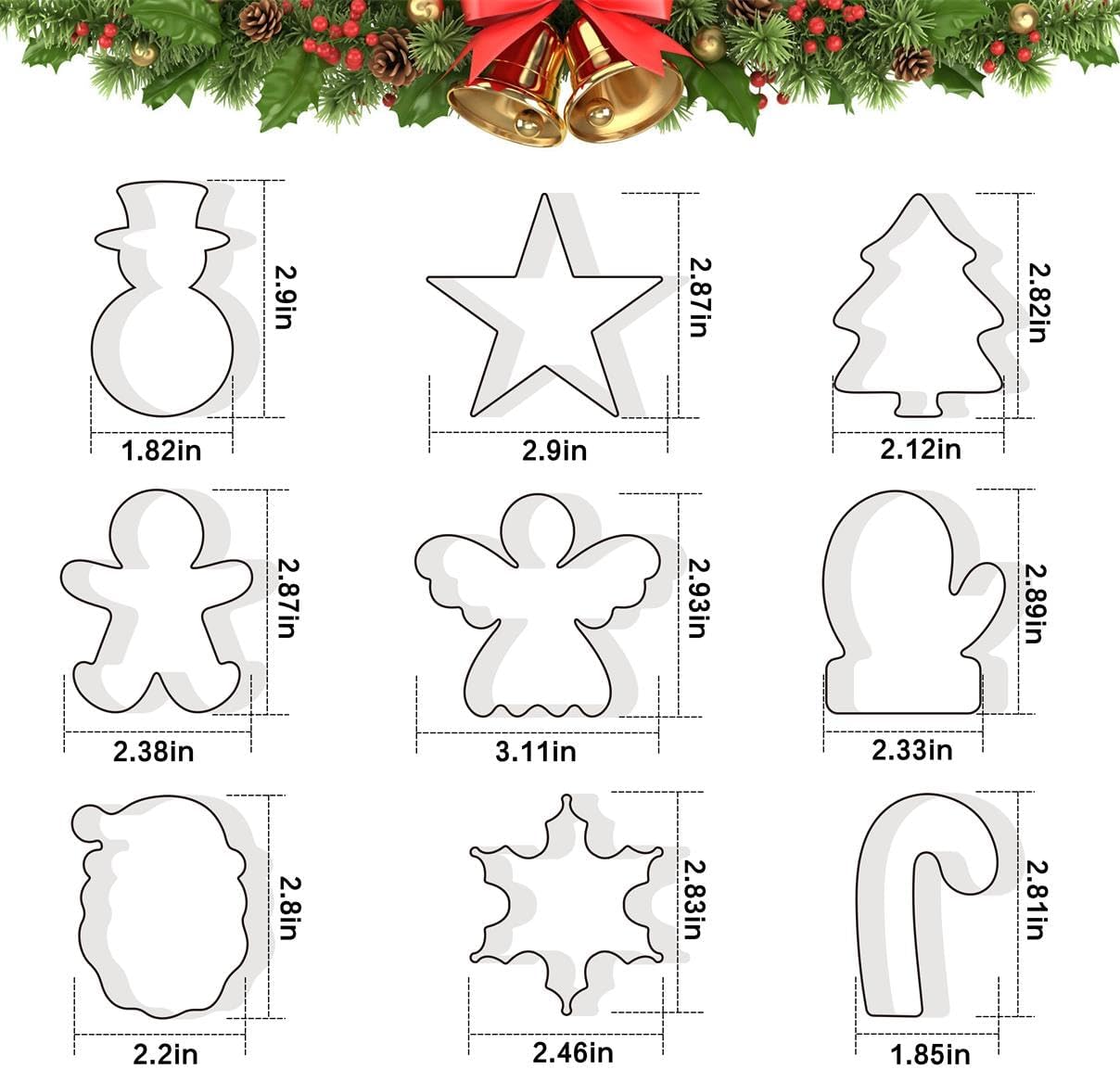 Wmtidene Christmas Cookie Cutters Set of 9
