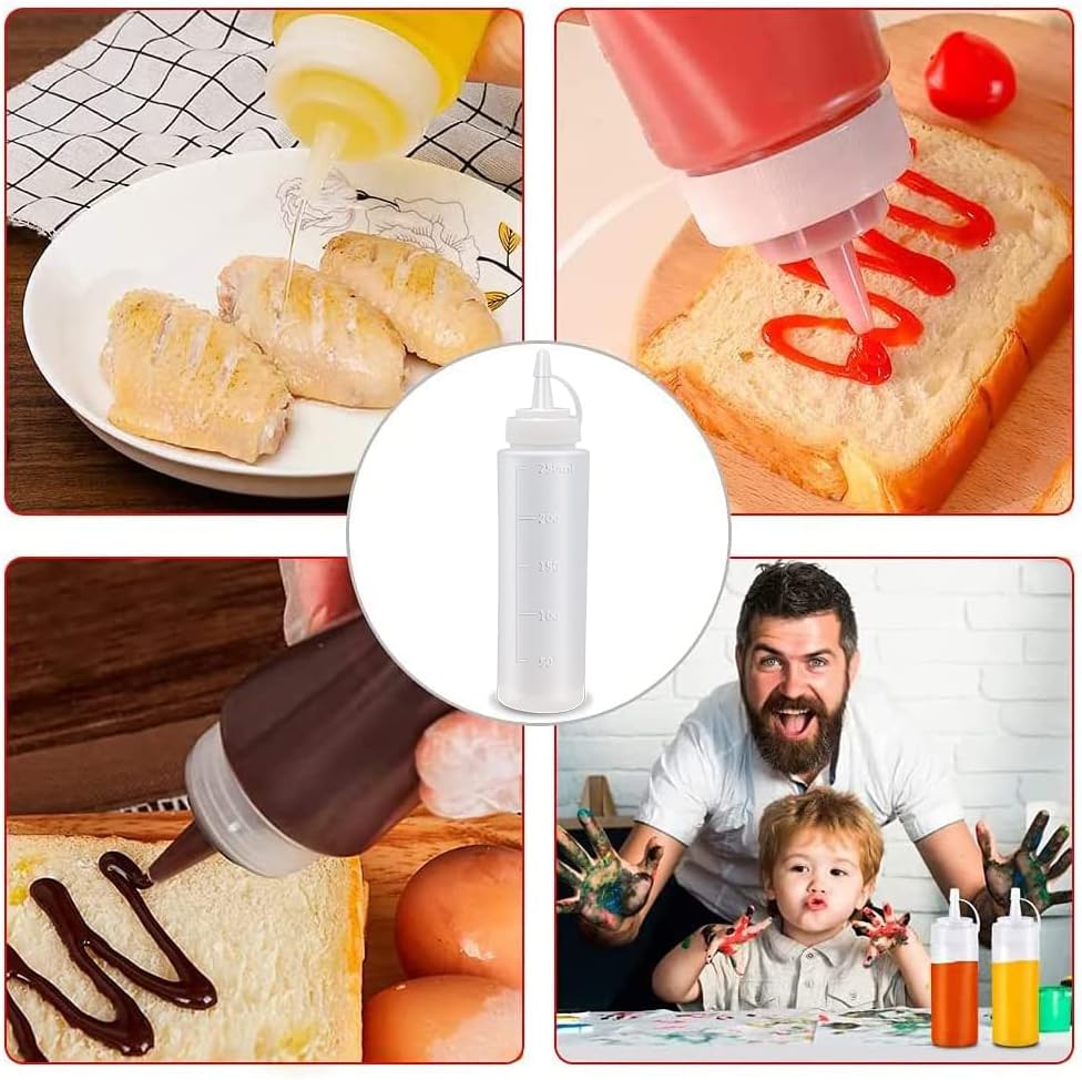 Abnaok 2 Pack 8 oz Squeeze Condiment Bottles with Twist Cap
