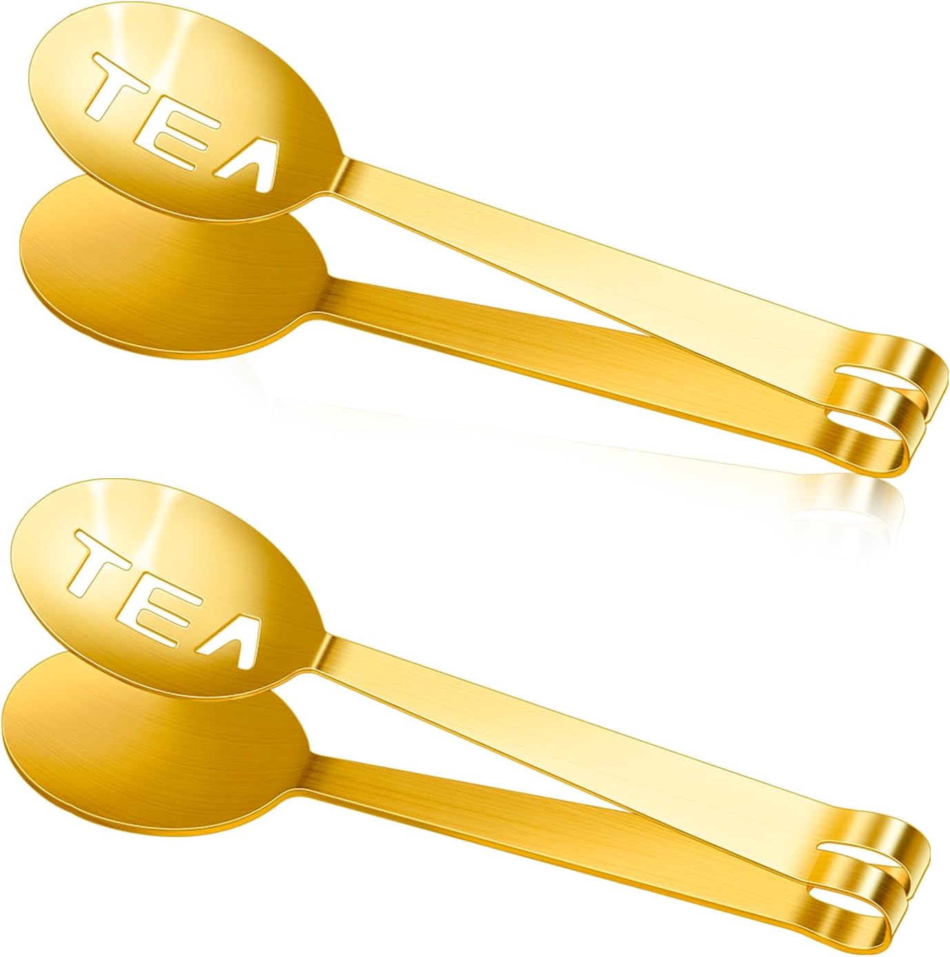 2PCS Gold Tea Bag Squeezer Tongs with Clip