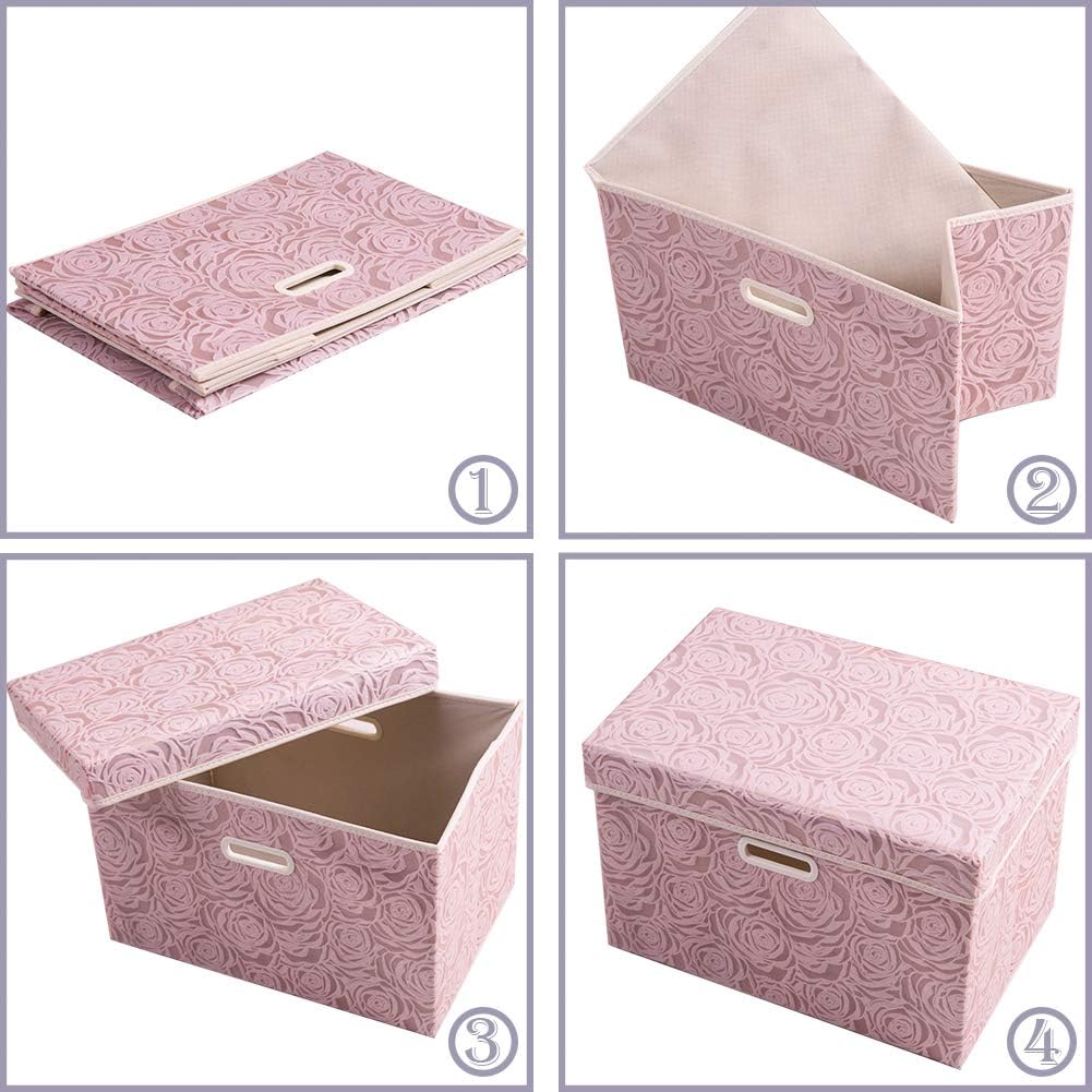 Prandom Larger Foldable Storage Box with Lid 3-Pack