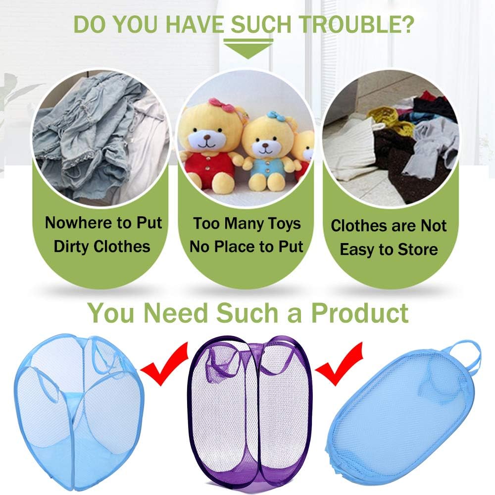 RZJZGZ Foldable Pop-Up Laundry Hamper 2 Pack