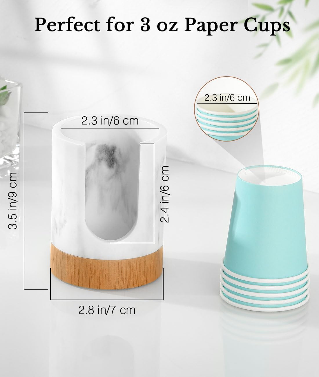 Luxspire Bathroom Cup Dispenser Marble Resin Holder