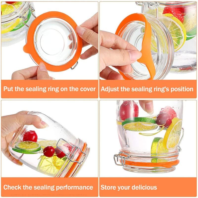 Silicone Gasket Replacement for Mason Jar Lids - Leak Proof 10pcs Orange