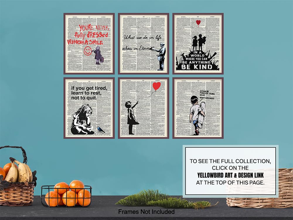 Banksy Inspired Wall Art Set - 6 Prints 8x10