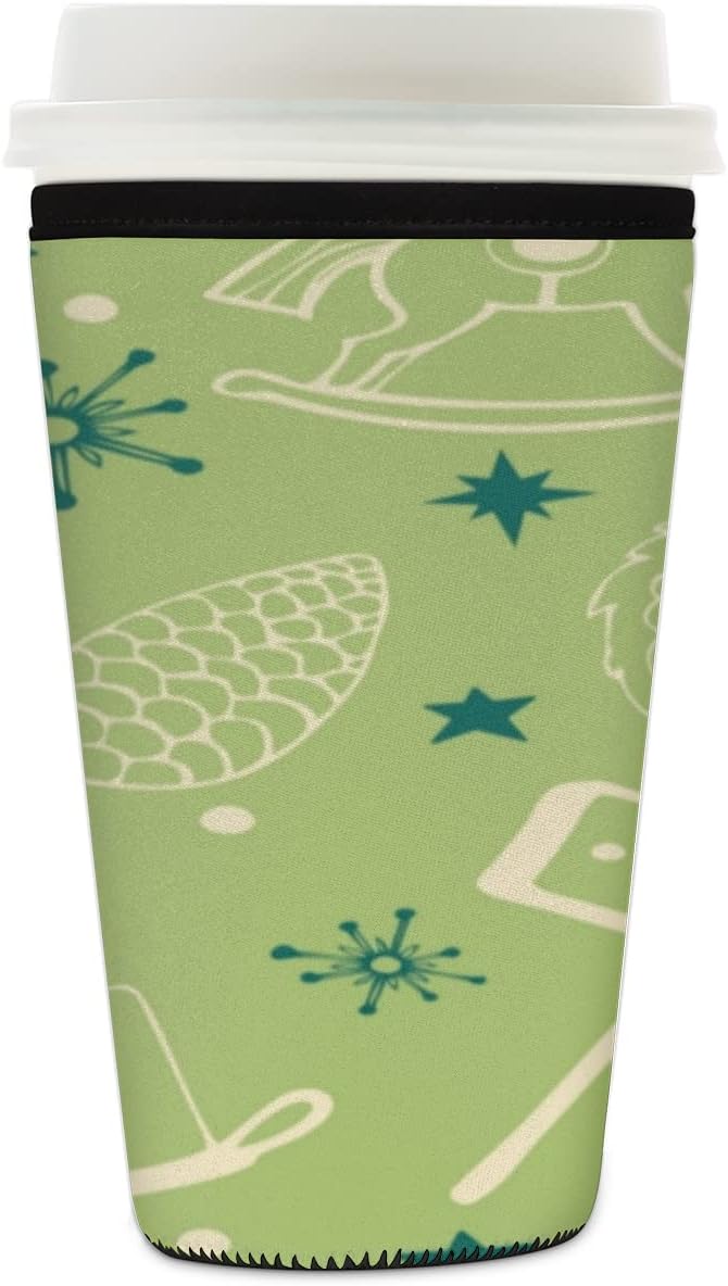 Candle Christmas Tree Iced Coffee Sleeve 26-28 Oz Reusable
