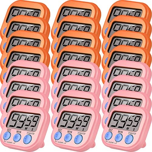 24 Piece Digital Timer Set with Magnetic Display and Loud Alarm - Pink Orange