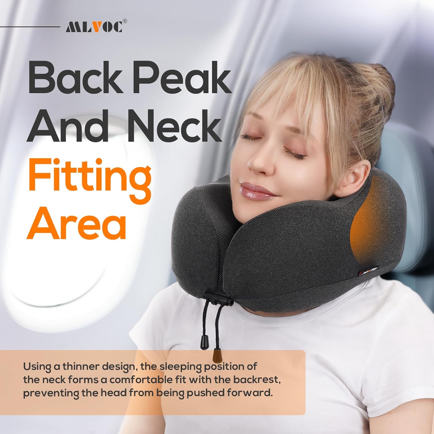 MLVOC Travel Neck Pillow with Memory Foam and Eye Masks Set