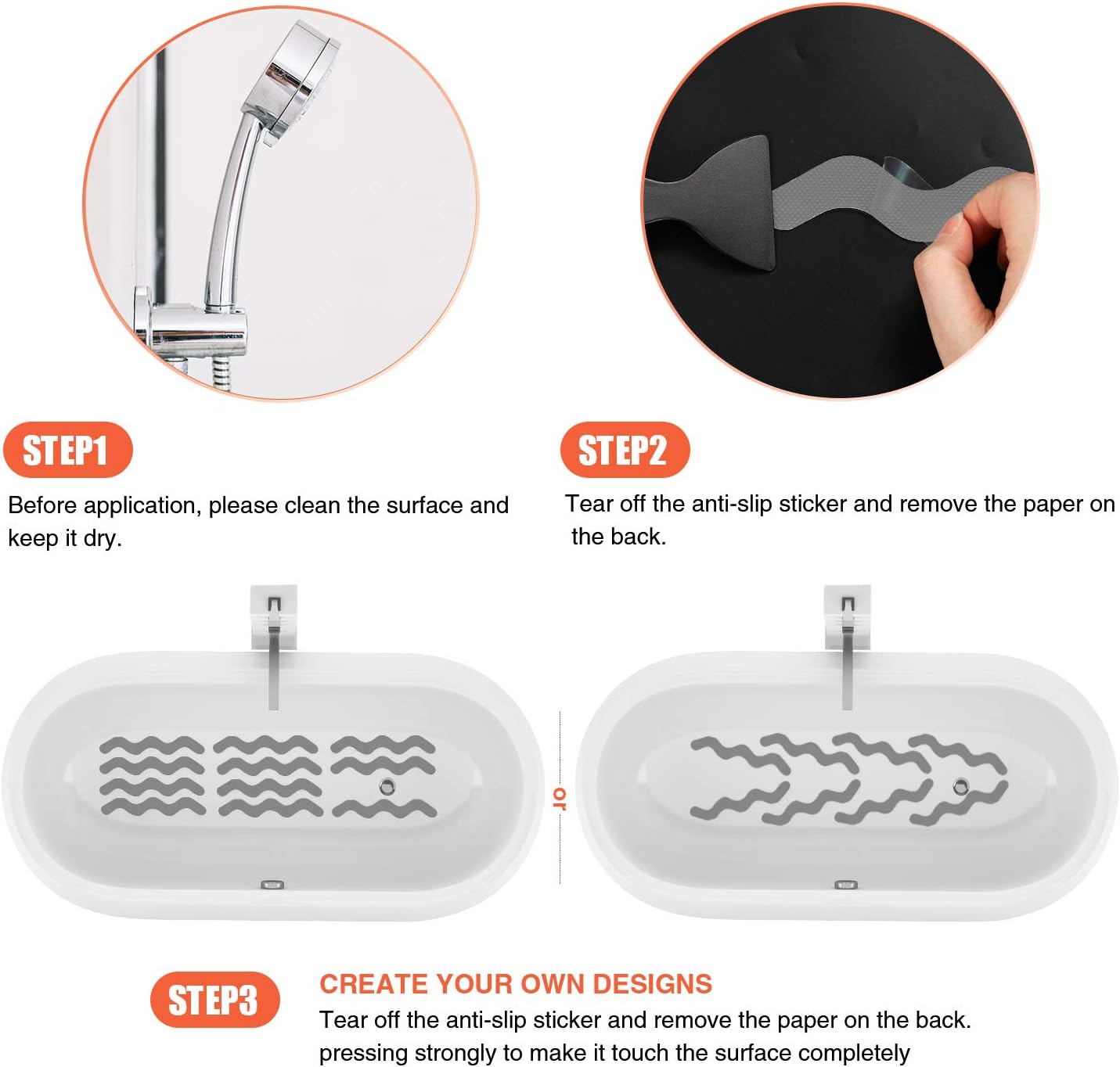Secopad Anti Slip Shower Stickers 24PCS Gray