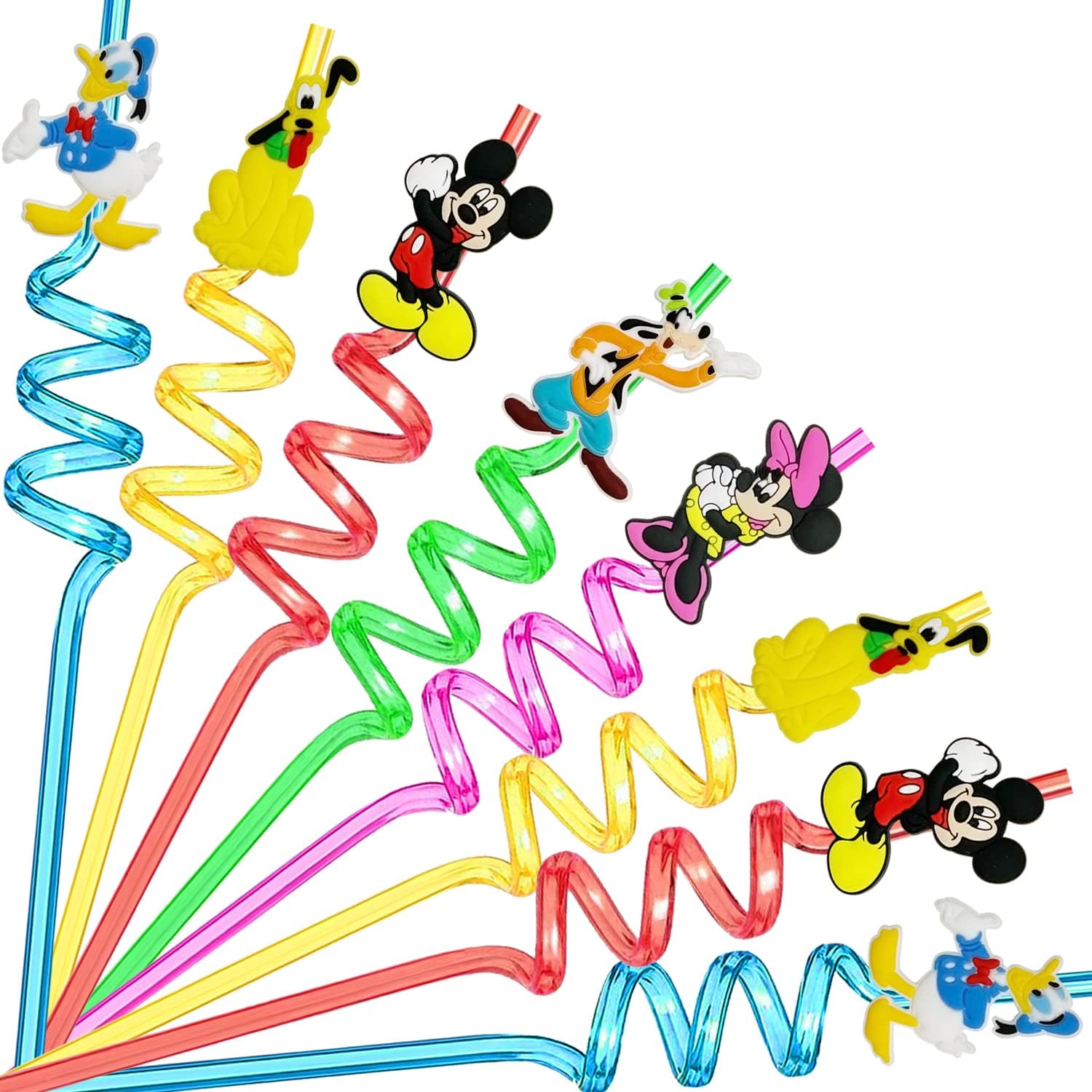 25 Piece Mouse Straws with Cleaning Brushes for Parties