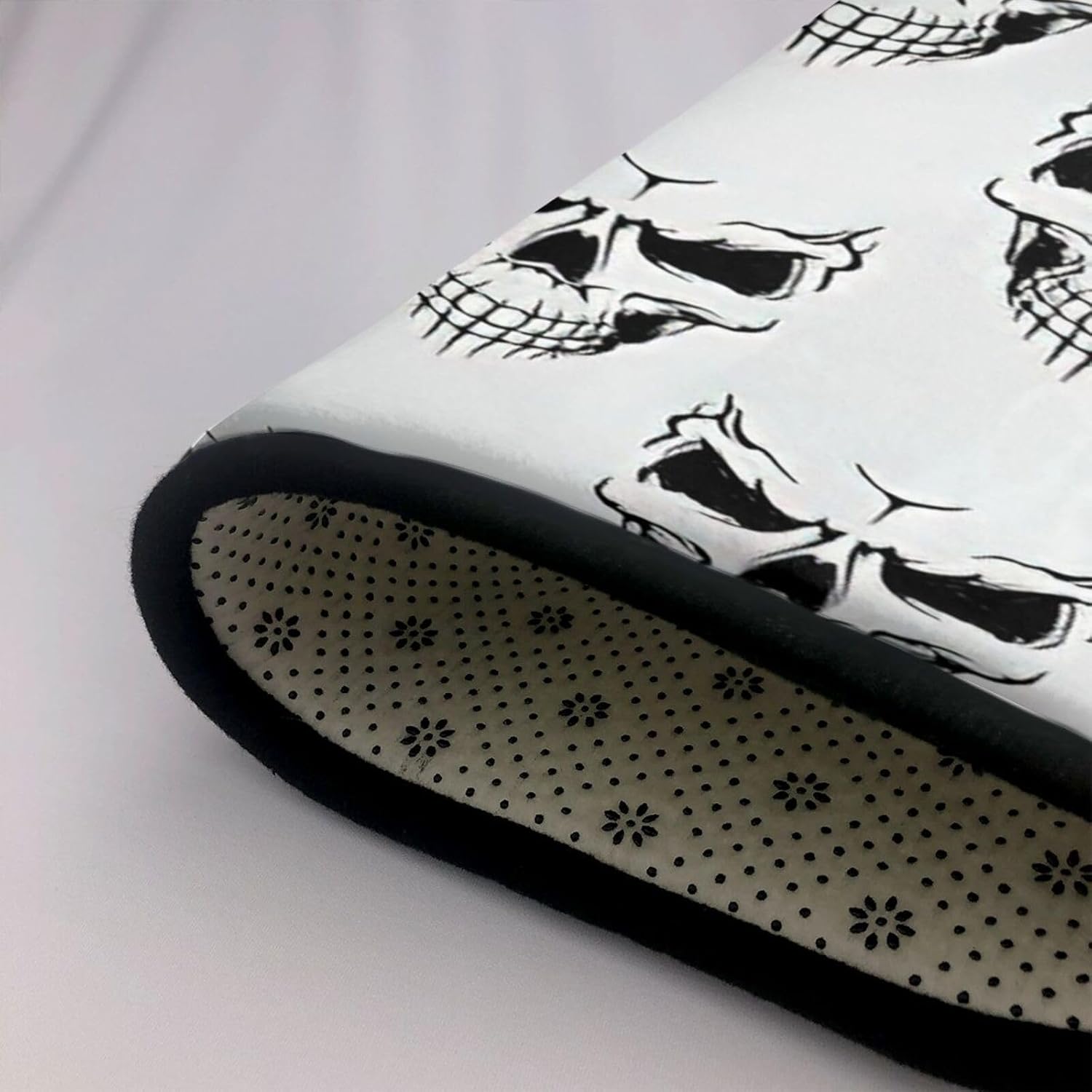 Halloween Skeleton Head Flannel Non-Slip Floor Mat 80x58in