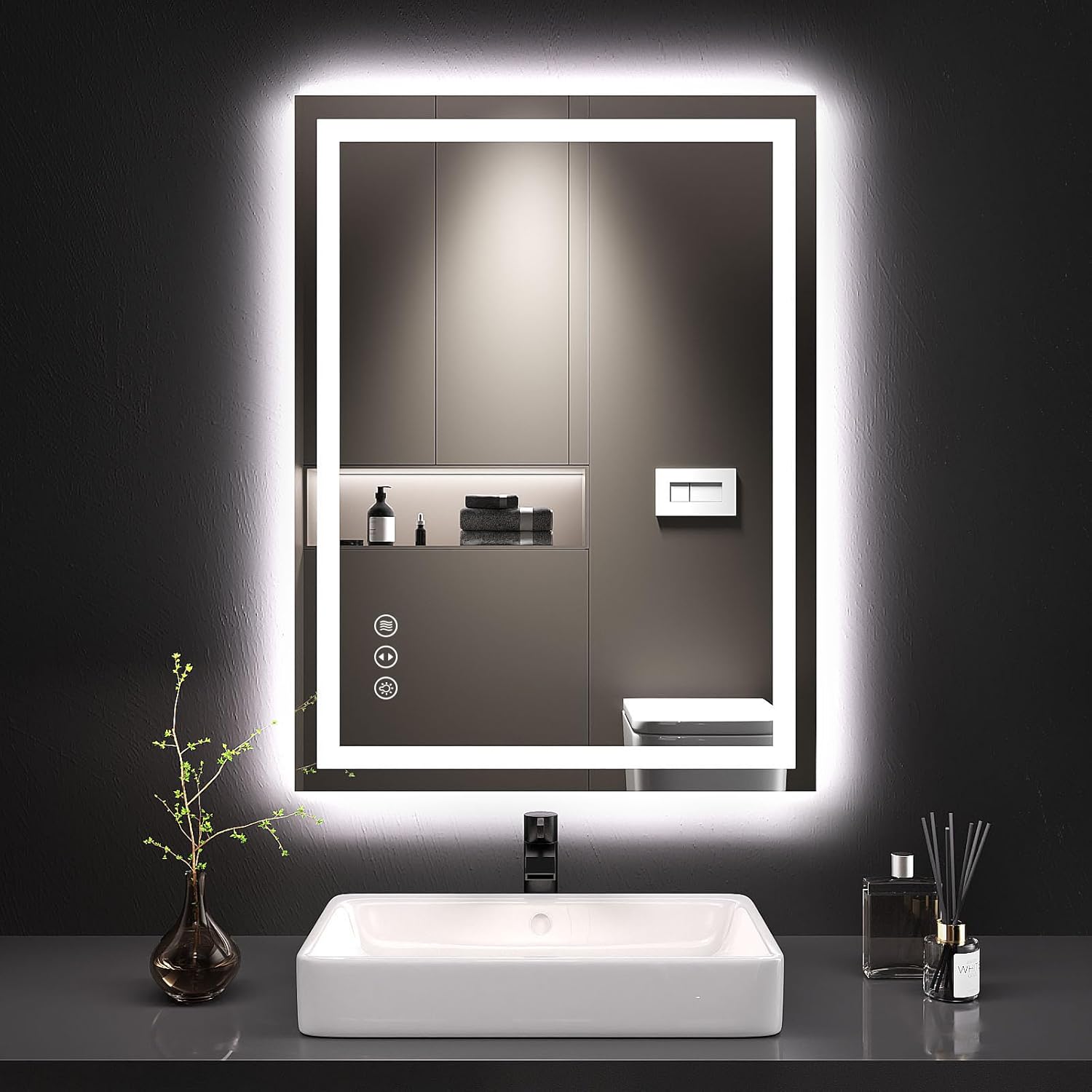 LOAAO 24X32 LED Bathroom Mirror with Lights and Anti-Fog