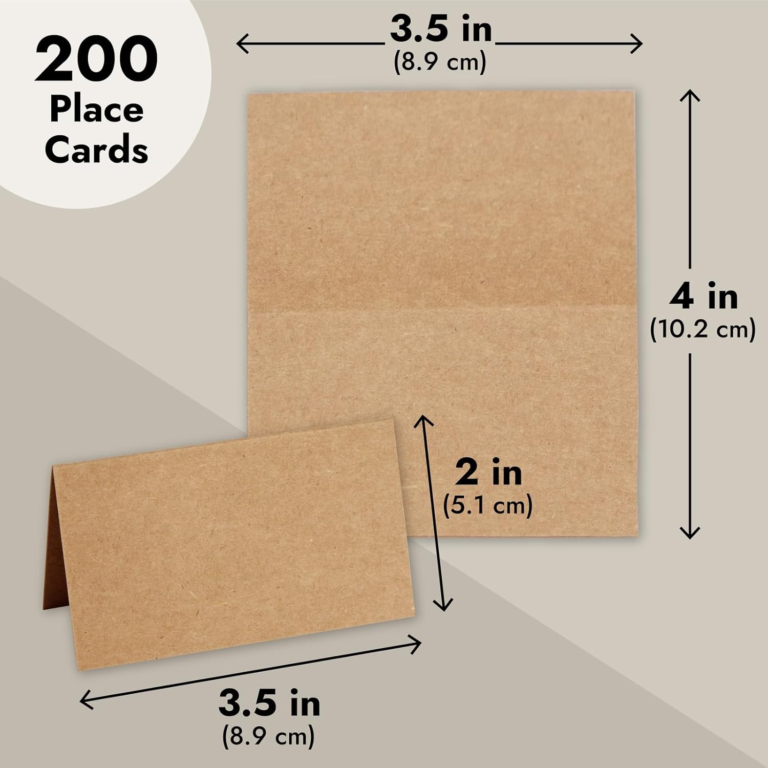 Juvale 200 Pack Brown Kraft Place Cards for Table Settings