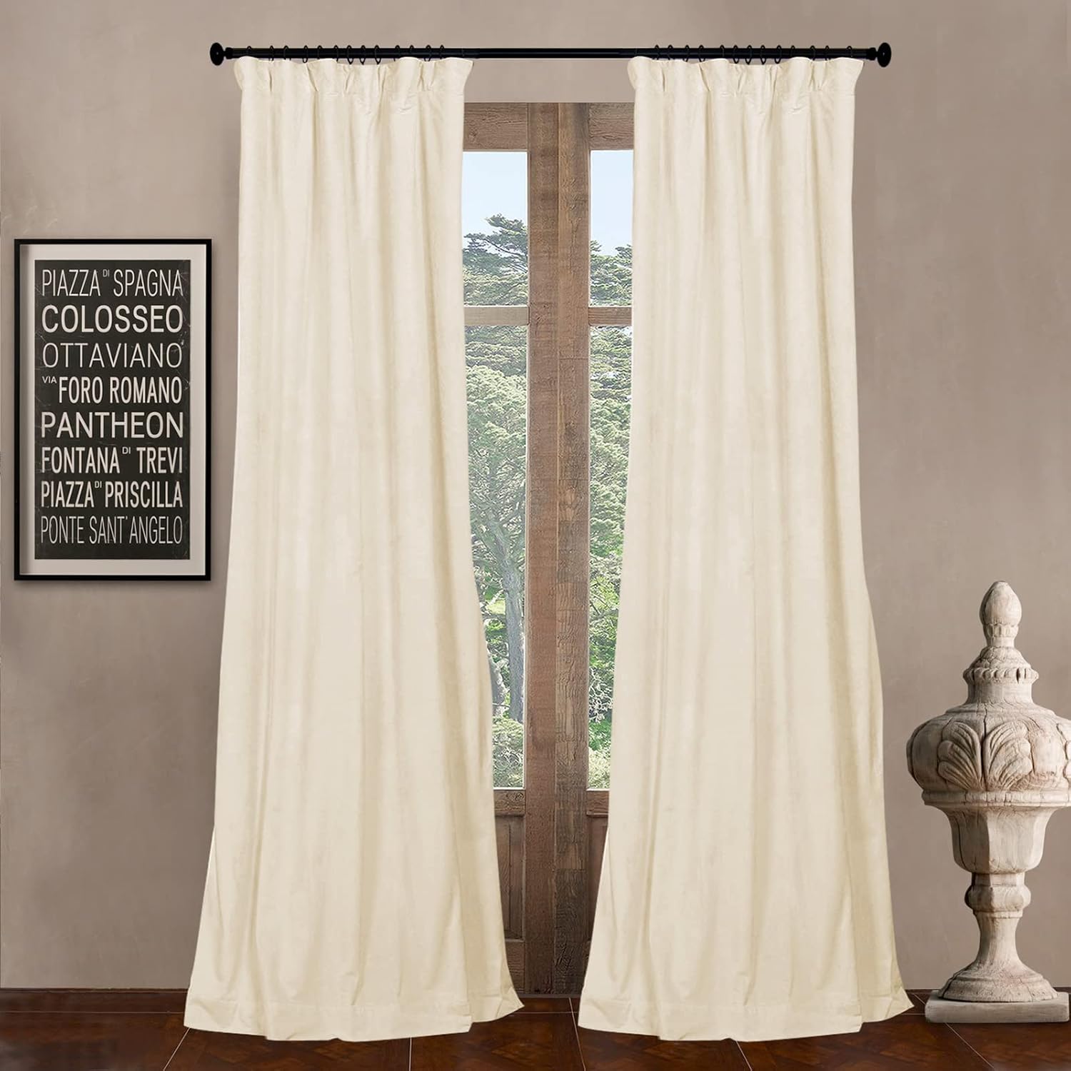 LETAU Velvet Blackout Curtains 52x102 Set of 2