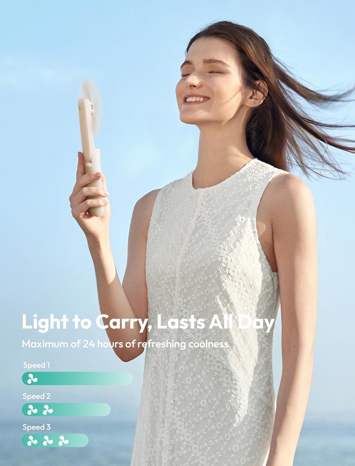 Aecooly Slim Portable Fan with 24H Cooling