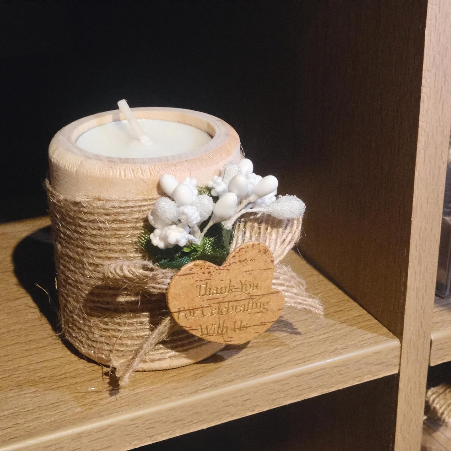 HiHas 12PCS Wooden Tealight Candle Holders Wedding Favors