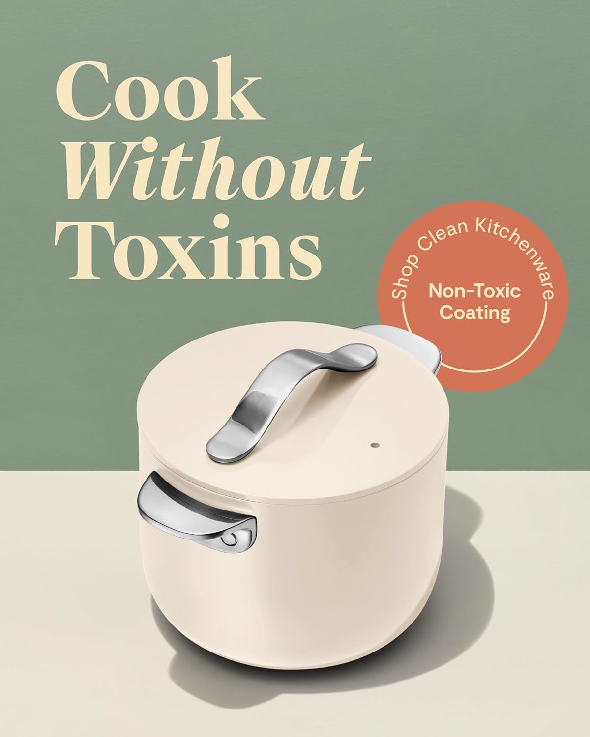 Caraway Petite Cooker 2 Qt Ceramic Coated Pot Cream