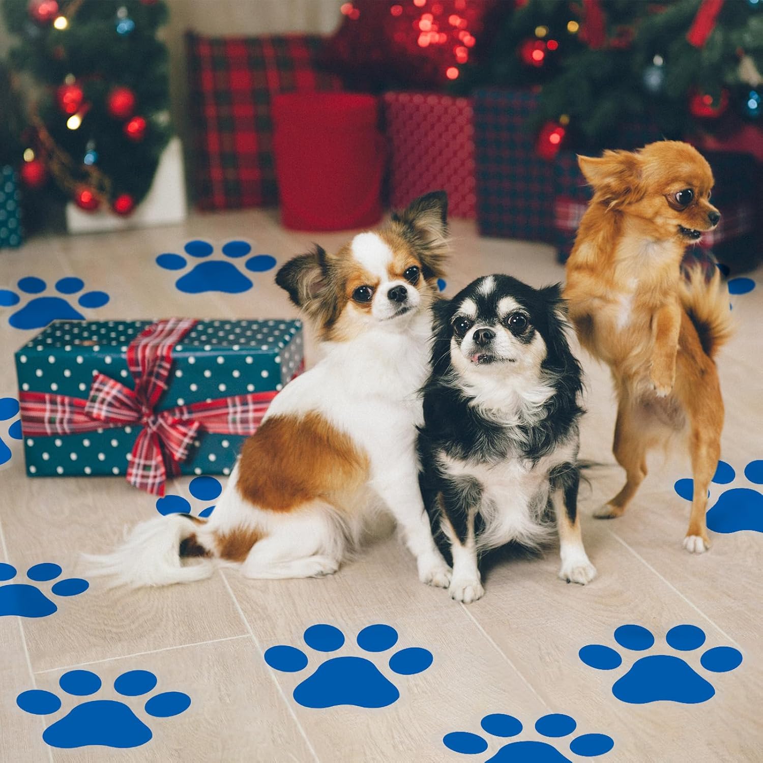 ReliThick 30 Pcs Blue Paw Print Floor Decals