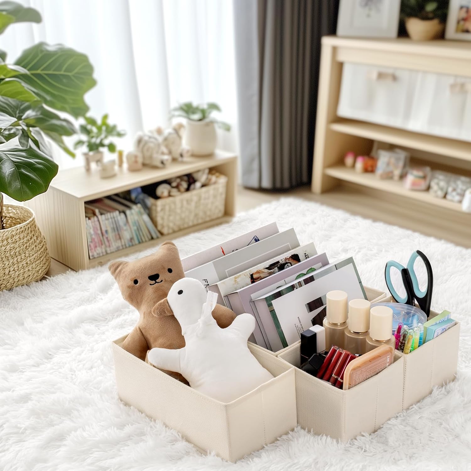 Criusia Drawer Organizer 10 Pack Beige Storage Bins