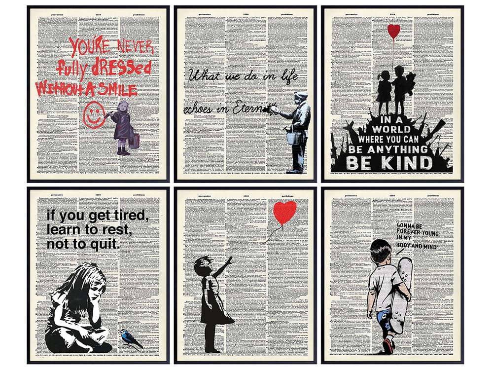 Banksy Inspired Wall Art Set - 6 Prints 8x10