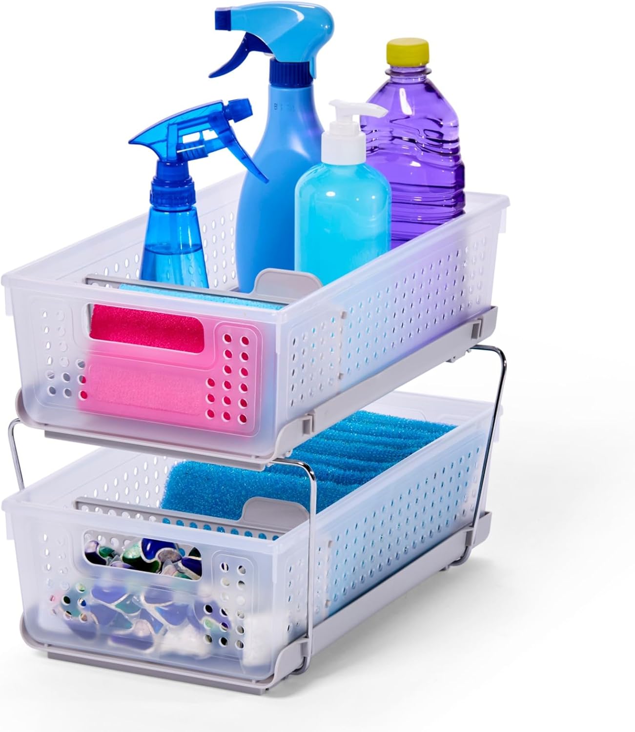 Madesmart 2-Tier Organizer with Handles and Adjustable Dividers