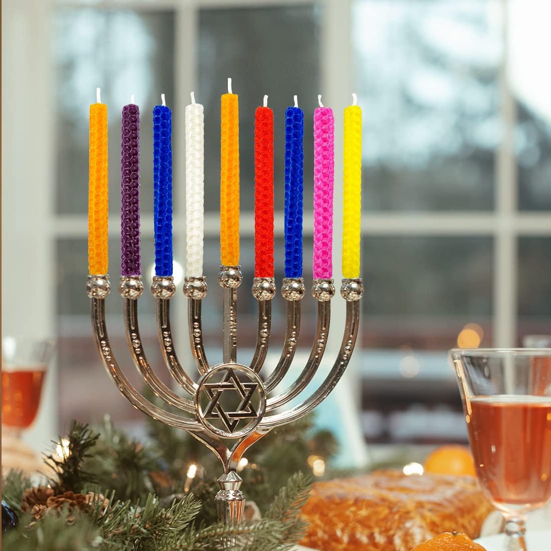 DEYBBY Honeycomb Beeswax Hanukkah Candles - Set of 45