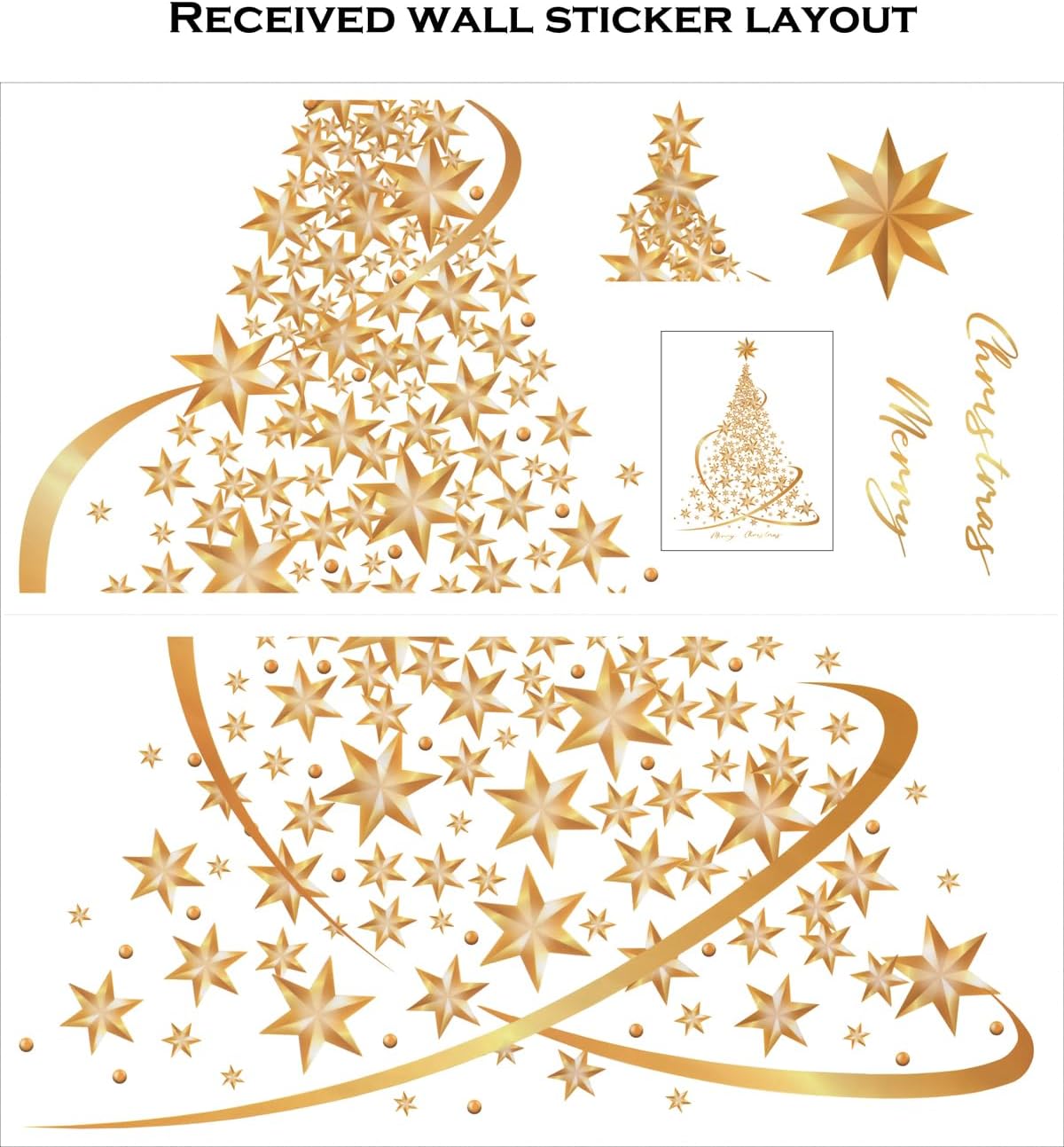 Golden Christmas Tree Window Clings Sticker for Glass