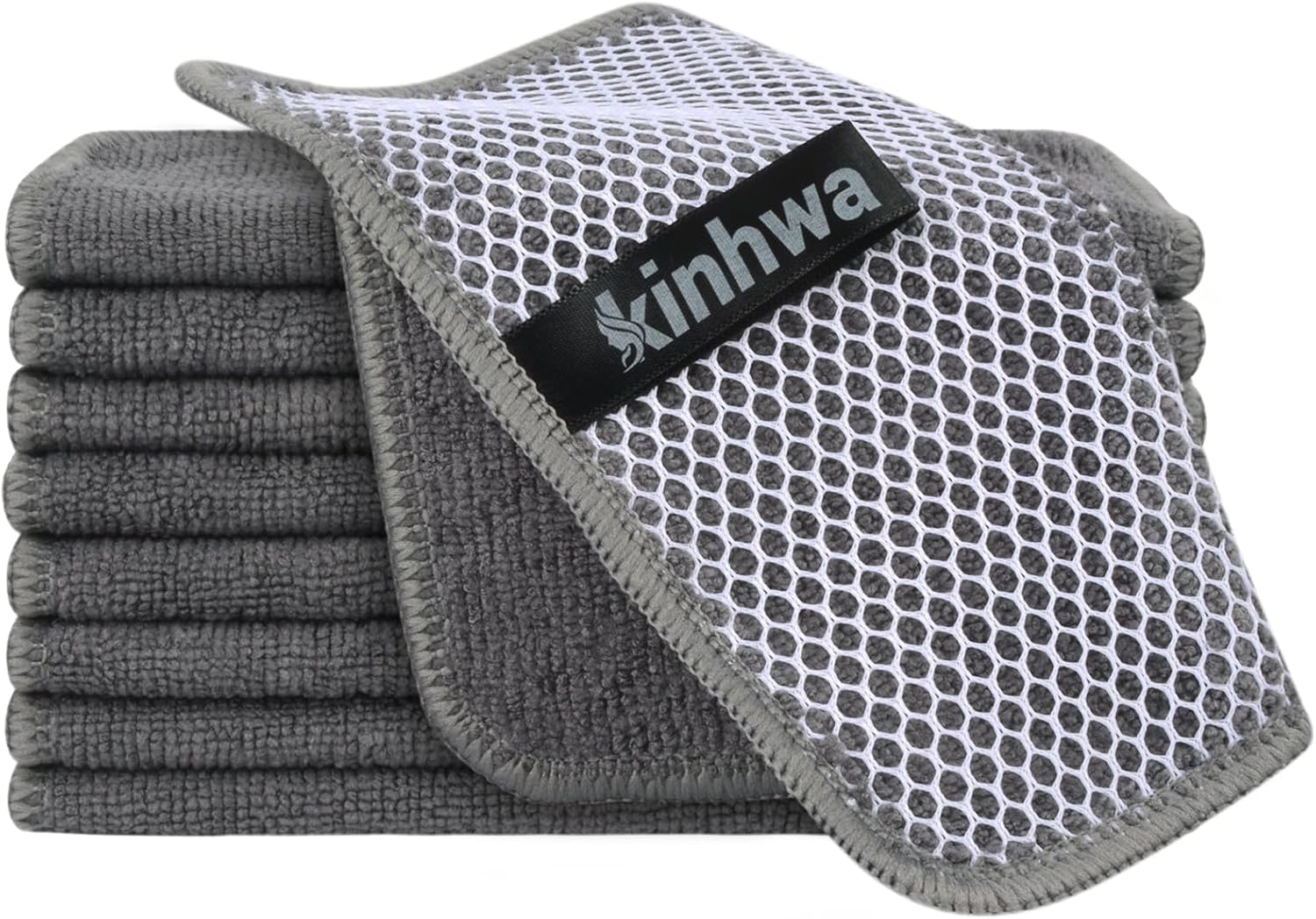 KinHwa Kitchen Washcloths with Poly Scrub Side 9 Pack