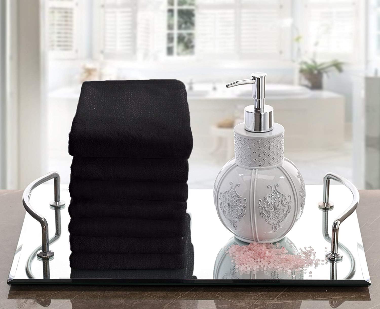 Creative Scents Cotton Fingertip Towels Set Black 4 Pack