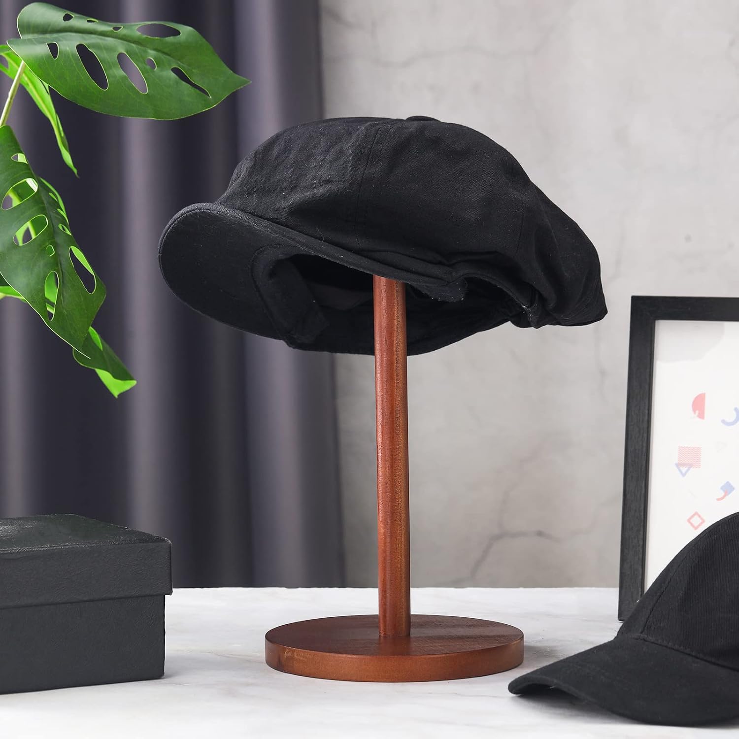 Chunful 2 Piece Rustic Wood Hat Display Stand