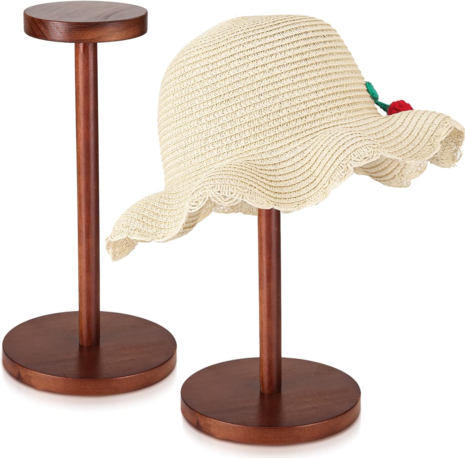 Chunful 2 Piece Rustic Wood Hat Display Stand