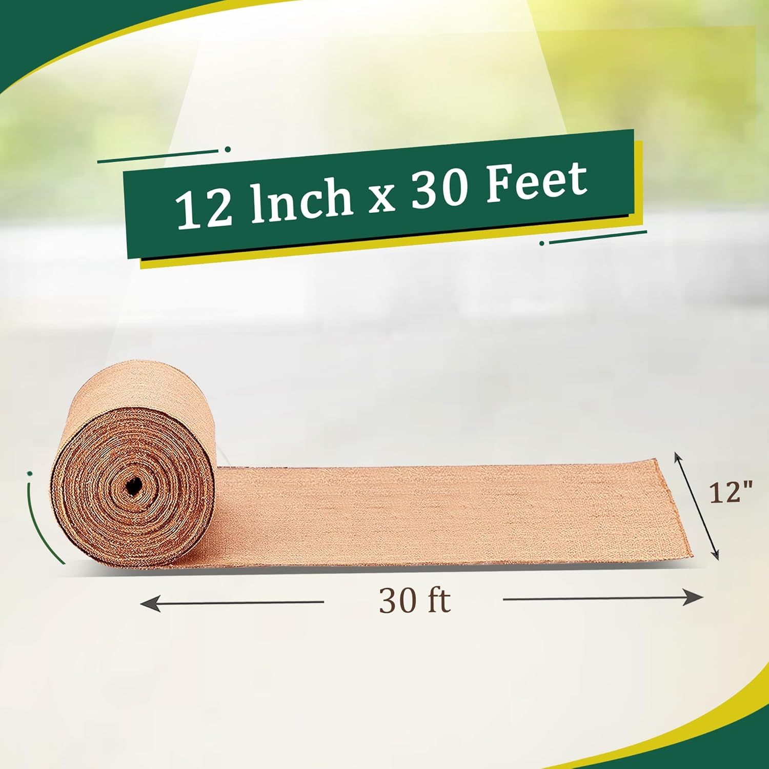 Fibeusion Burlap Table Runner 12x30ft No-Fray Premium Natural Roll