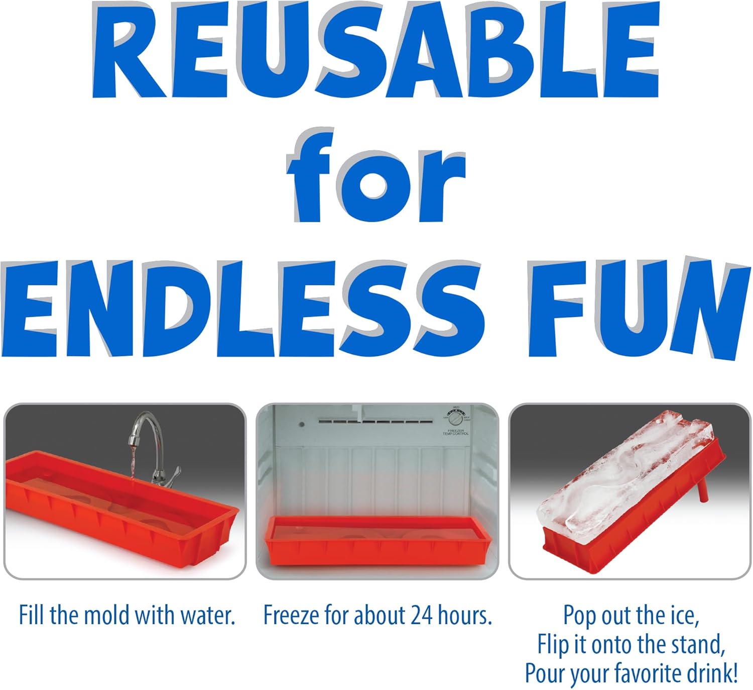 Funwares Reusable Ice Luge Mold - 24 Hour Freeze