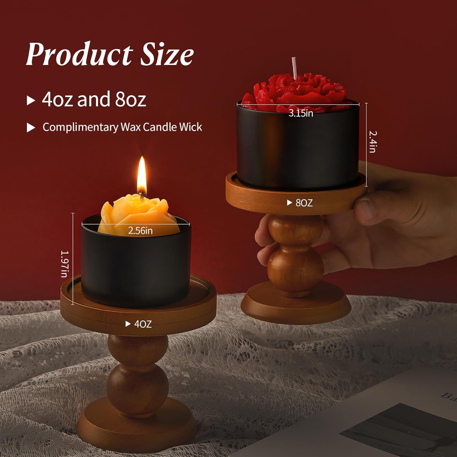 4oz and 8oz Black Candle Tins with Lids - 12pcs Bulk DIY Packaging