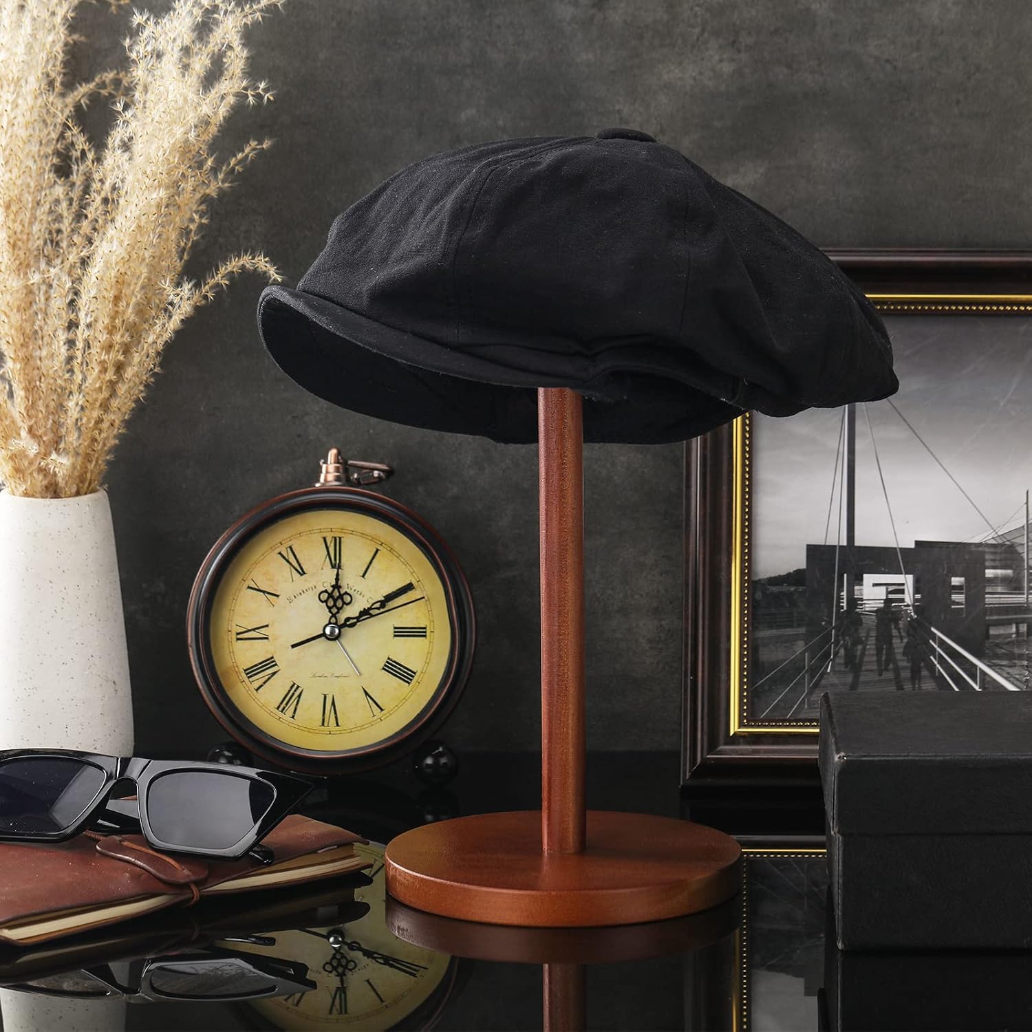 Chunful 2 Piece Rustic Wood Hat Display Stand