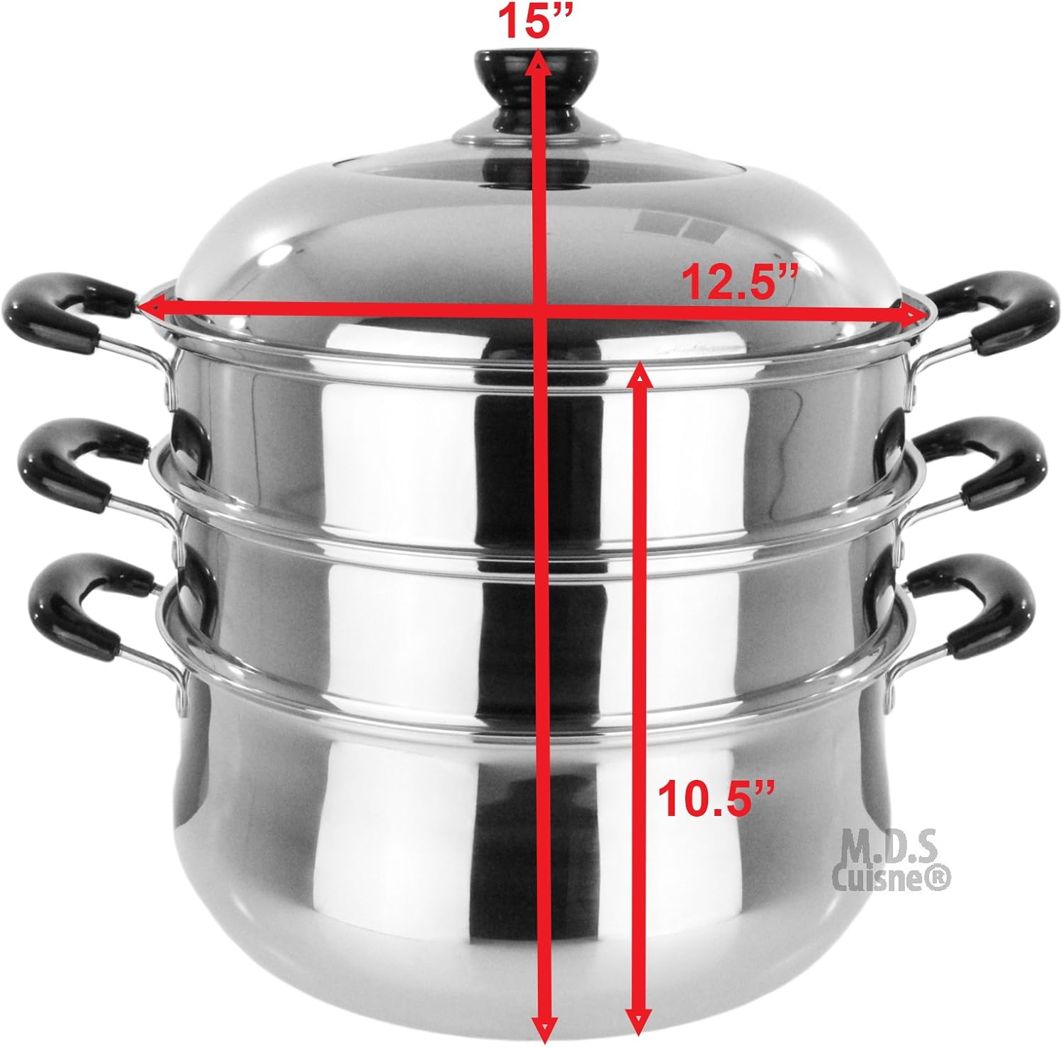 3 Tier Stainless Steel Steamer Pot 125 Inch