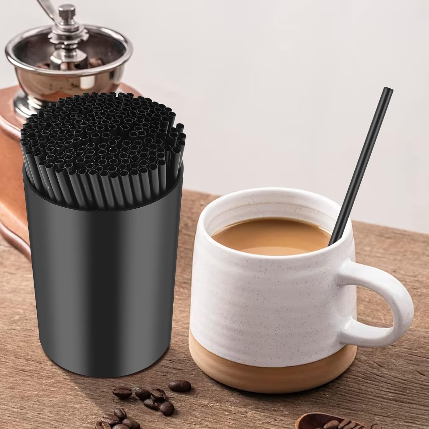 200 Pcs Black Coffee Stirrer and Holder Set