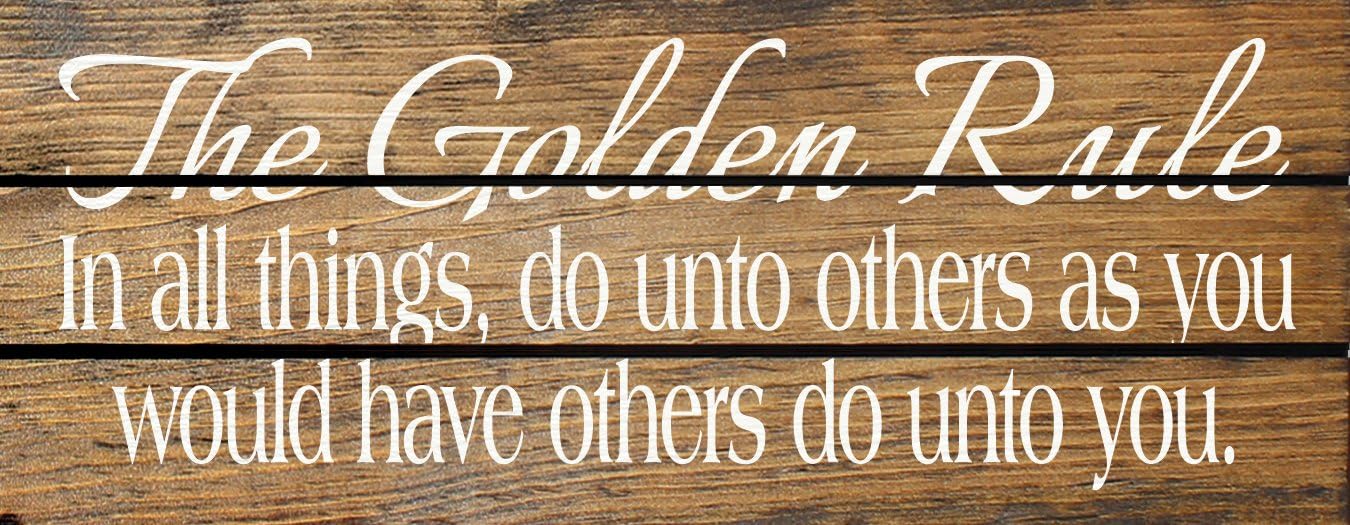 Slatted Wood Sign - The Golden Rule Walnut Stain