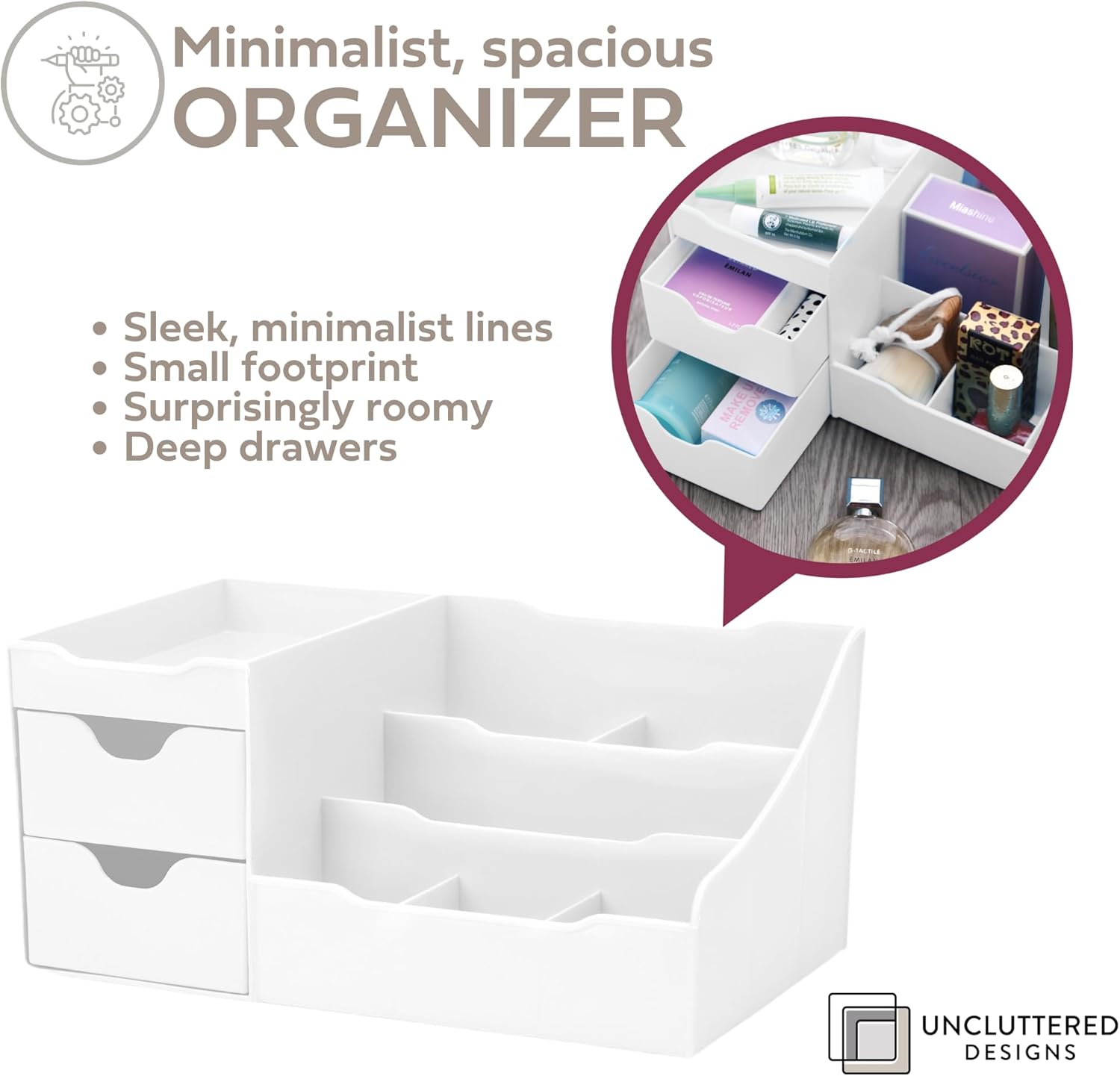Uncluttered Designs Large Makeup Organizer for Vanity